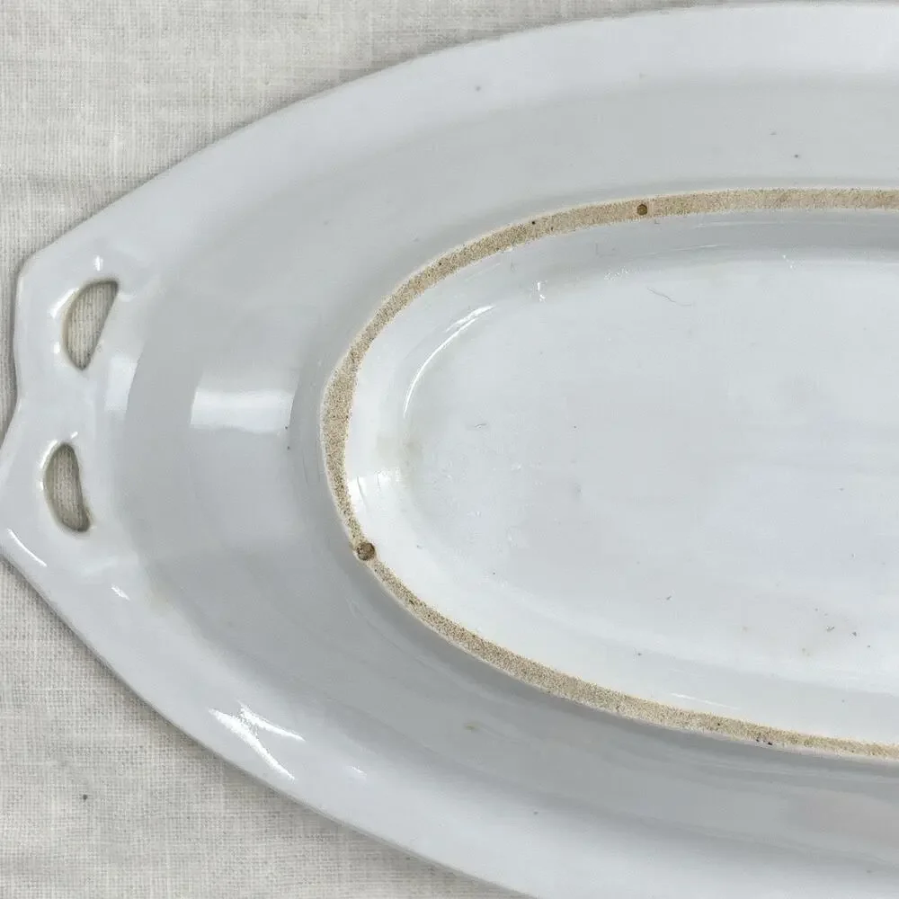 Rose Porcelain Tray Hand Painted Pink Floral Trinket Dish Vanity Romantic 9x4